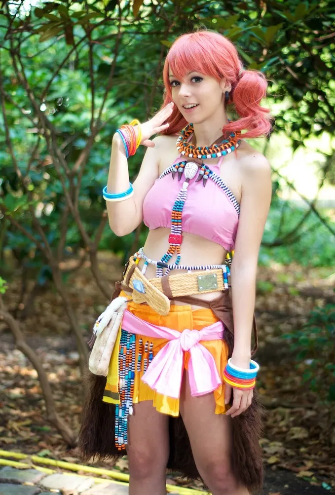 Vanille from Final Fantasy XIII, jewelry and ornaments made of hand-shaped beads, cosplay by Ryuu Seika 2011