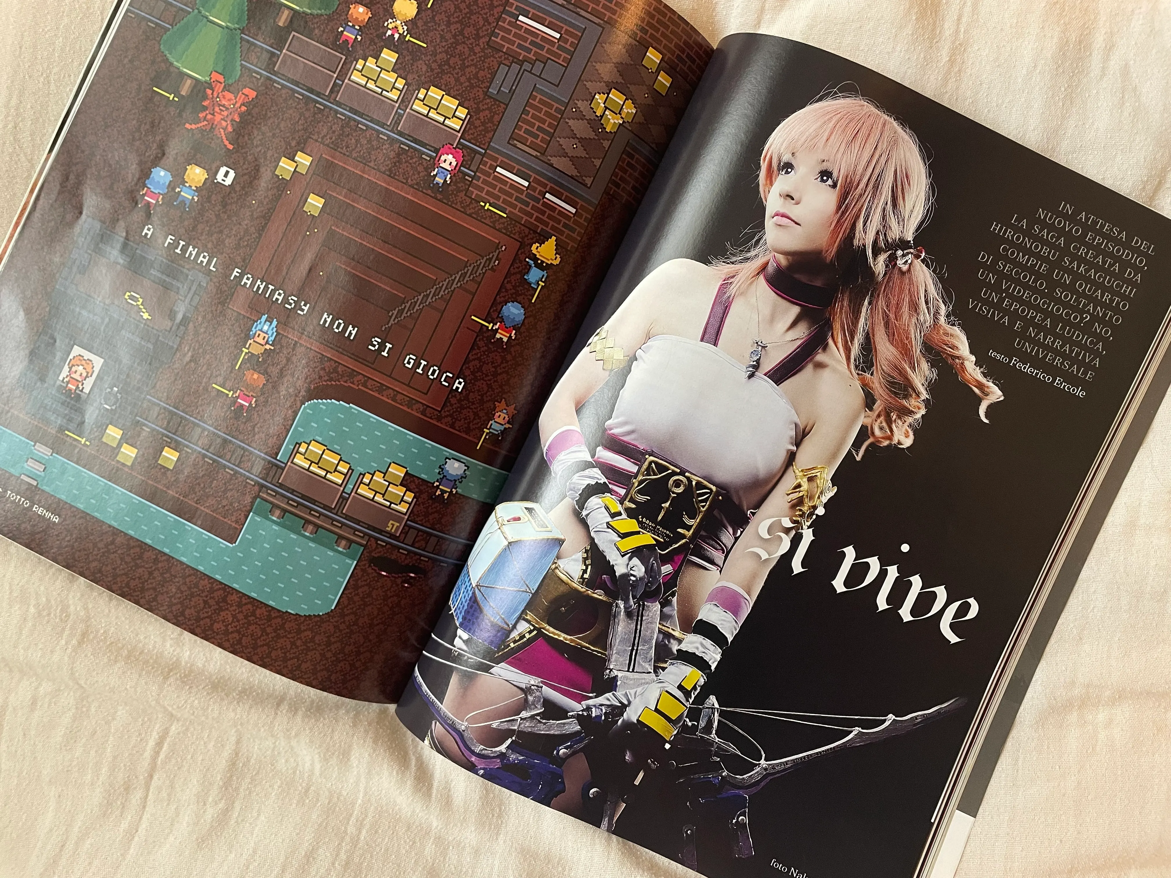 Final Fantasy feature in Wired Italia issue 46, portrait of Ryuu Seika's Serah Farron cosplay